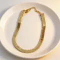 Gold mesh snake chain necklace for women, trendy titanium steel clavicle jewelry piece. - Necklace / Gold
