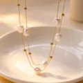 Exquisite double-layer baroque pearl necklace with gold chain, elegant and chic jewelry design. - Irregular Bead Style
