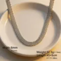 Wide titanium steel mesh snake chain necklace for women, stylish metallic collarbone jewelry. - Necklace / Steel