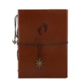 Vintage brown leather DIY photo album scrapbook with cute footprints and antique metal pendants. - Footprint Embossed / S / Brown