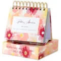 Perpetual motivational daily calendar with watercolor floral design and golden spiral ring binding. - Size 4
