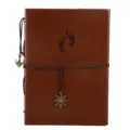 Vintage brown leather DIY photo album scrapbook with baby footprints design and cute metal charms. - Footprint Embossed / L / Brown