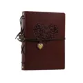 Vintage brown leather DIY photo album scrapbook with heart embossed design and metal charms. - Heart Embossed / S / Brown