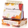 Creative English perpetual desk calendar with inspirational watercolor cover design for home office. - Size 6