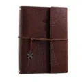 Vintage brown leather DIY photo album with embossed butterfly and girl design, ideal scrapbook. - Dress Embossed / L / Brown