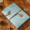 DIY retro leather photo album with vintage cord and metal charms, ideal creative memory gift. - 18x23cm / Sky Blue