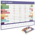 2027 yearly wall calendar planner with monthly grids and colorful reminder stickers for office. - 2027 Poster Blue No. 4