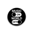 Minimalist black white music switch enamel pin funny metal badge fashion lapel jewelry gift - Round Style (YP0075)