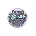 Cute cat cartoon brooch detail, funny fish glasses design metal badge pin accessory. - Round Funny Cat Style (YP0374)