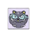 Cute funny grey cat metal brooch badge, creative cartoon enamel pin for clothes backpack. - Square Style (ZP1250) / Light Purple Cat Style (ZP1250)