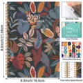 2026 monthly planner notebook floral botanical cover twin-wire spiral bound with tabs and pockets - English Planner Style C