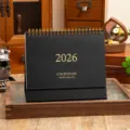 2026 desk calendar simple black gold foil stamping office memo notebook planner schedule - 2026 Medium Black