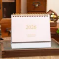 2026 desk calendar minimalist Morandi style English desktop planner memo pad variant view. - 2026 Medium Pink