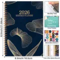 2026 Monthly Planner Notebook, Floral Hardcover Spiral Daily Organizer with Tabs and Pockets - English Planner Style E