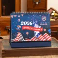 2026 Desk Calendar American Patriotic Theme Spiral Standing Office Memo Daily Planner - 2026 Medium National Flag Edition