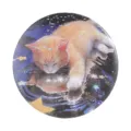 Cute cat tinplate badge variant, starry night orange cat design brooch pin for backpack decor. - Starry Night Orange Cat Style (MXZ454)