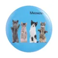 Cute cat tinplate badge brooch cartoon animal pin for student schoolbag backpack apparel decor - Four Standing Cats Blue Background Style (MXZ571)