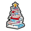 Christmas tree stacked books enamel pin, creative metal badge for bags, clothes and hats decoration. - Christmas Book Tree Style (UVXZ192)