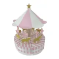 Pink and white striped carousel cake gift box, elegant fairy tale party candy box design. - Carousel / Set of 8 / Pink