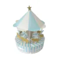 Carousel cake box wedding candy box paper pastry gift box blue white striped design. - Carousel / Set of 8 / Blue