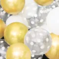Ensemble de ballons dorés blancs et transparents à pois pour décoration de fête d'anniversaire. - Ensemble de couleurs mélangées / 12 Pouces (50 Pièces/Paquet) / Pois Blanc + Blanc + Or Métallique