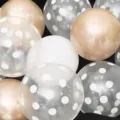 Ensemble de ballons à pois et unis assortis, décoration de fête transparente or et blanche. - Ensemble de couleurs mélangées / 12 Pouces (50 Pièces/Paquet) / Pois Blanc + Blanc + Champagne Doré Métallique