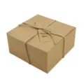 Boîte Cadeau Carrée en Papier Kraft avec Ficelle de Jute et Étiquette Merci pour Gâteaux - Lot de 12 / Couleur Kraft
