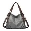 Sac cabas souple en cuir pour femme couleur contrastée sac à épaule grande capacité - Gris