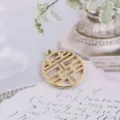 DIY chinesischer Stil runder Anhänger Zubehör, Gold Legierung Hohl Charme für handgemachte Ohrringe. - Gold Galvanisiertes Doppeltes Glück