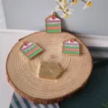 Enamel cake charm detail, cute DIY pendant for handmade earrings and necklace accessories. - Cake