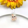 Süße Cartoon Gesicht Frucht Glasflasche Herz Strohbecher DIY Schlüsselanhänger Zubehör - Orange