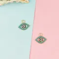 Gold evil eye metal pendant charm for DIY handmade earrings and jewelry accessories detail view. - Eye / 10 Pieces/Pack