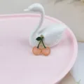 Cute cherry enamel metal charm pendant DIY jewelry accessory for necklace bracelet earrings - Champagne