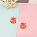 Roter Emaillierter Geldbeutel Anhänger Legierung DIY Schmuck Ohrring Halskette Zubehör - Glücksbeutel / 10er Pack / Rot