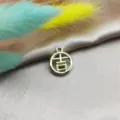 Goldener chinesischer Schriftzeichen Ji Metall Anhänger für DIY handgemachte Schmuck Ohrringe. - Verheißungsvoll (YZ577) / 10er Pack / Gold