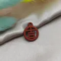 Ciondolo carattere cinese rosso accessorio gioielli DIY vista dettagliata orecchini - Auspicato (YZ577) / 10 Pezzi/Confezione / Rosso