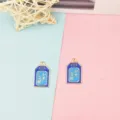 Chinesischer Stil Emailleguss Legierung Anhänger DIY Schmuck Zubehör Ohrringe 2Stk - Omamori Form / 10er Pack / Blau