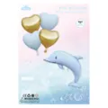 Blue and gold dolphin foil balloon set, heart shaped birthday party decoration 5pcs - INS US Edition Large Dolphin 5-Piece Set - Matte Blue / 5 Pieces