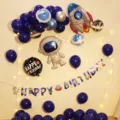 Jongens verjaardag feest ballonnen ruimte astronaut thema set met raket decoratie. - Ruimte Thema Verjaardag Stijl B