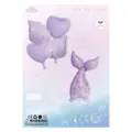 Purple mermaid tail and shell foil balloon set for birthday party decorations and celebrations. - INS Style Mermaid Tail 5-Piece Set - Matte Purple / 5 Pieces
