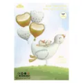 Cute cartoon duck and heart foil balloons set for birthday party decorations and celebrations. - Goose with Baby 5-Piece Set - Cream Gold / 5 Pieces