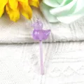 DIY resin cute purple glitter duck lollipop charm pendant for handmade jewelry making accessories. - Purple