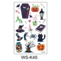 Halloween temporary tattoo stickers for kids, waterproof cartoon pumpkin and ghost designs. - Pumpkin Black Cat Style (WS-K45)