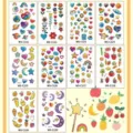 Kids temporary face tattoos waterproof cute fruit rainbow star cartoon party sticker - Full Set Mixed Styles (WS-C121-C130) / 10 Sheets Set