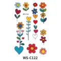 Colorful cartoon flower heart temporary tattoo sheet for kids party and daily decoration. - Colorful Graffiti Flower Heart Style (WS-C122)