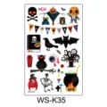 Halloween temporary tattoo stickers cartoon cute pumpkin skull kids waterproof body art 1sheet - Pumpkin Bat Style (WS-K35) / 120*76mm