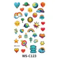 Kids cartoon temporary face tattoo sticker, cute rainbow planet heart variant style. - Cartoon Bear Sun Style (WS-C123)