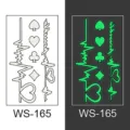 Leuchtende Temporäre Tattoos Aufkleber Herzschlag Poker Design Modell WS-165 Fest - WS165 Stil / 105*60mm