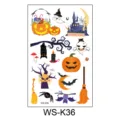 Halloween temporary tattoo stickers for kids waterproof cartoon pumpkin witch art decor - Ghost Castle Style (WS-K36) / 120*76mm