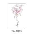 Temporary floral tattoo sticker with pink peony and always text design for body art decoration - Pink White Peony Always Style (SYB105) / 150x210MM